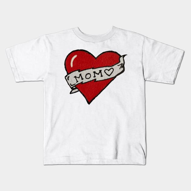 Tattoo style mom in heart Kids T-Shirt by DaretoDream